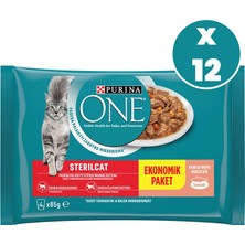 Purina One Kısırlaştırılmış Somonlu & Havuçlu 4X85 gr 12'li Kedi Yaş Maması