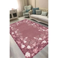 Alanur Home Dijital Baskılı Dikdörtgen Salon Halısı | Kaymaz Yıkanabilir | Keçe Taban | Çiçekli | P1388