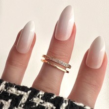 OkkoStore Ince Taşlı Çift Sıra Yüzük