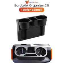 MEGAHAWK Araç Koltuk Arası Bardaklık Organizer 2’li Gözlü Telefon Bölmeli Araç Içi Düzenleyici