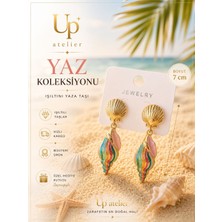 Up Atelier Yaz Koleksiyonu Plaj Modası Rengarenk Deniz Kabuğu Model Küpe