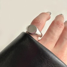 OkkoStore Kadın Gümüş Rengi Oval Serçe Parmak Yüzük