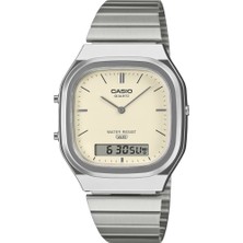 Kadınlar İçin Casio AQ-240E-7A2DF  Kol Saati Suya Dayanıklı Metal Kasa ve Kordon