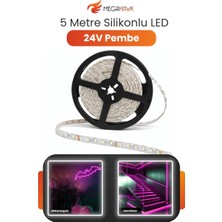 MEGAHAWK 24V Dış Mekan M/60 2835 Pembe LED Şerit – 5 Metre, Kesilebilir ve Eklenebilir
