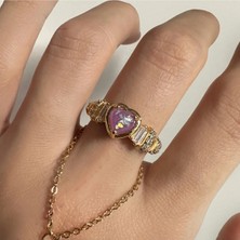 OkkoStore Lila Opal Taşlı Kalp Yüzük