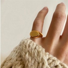 OkkoStore Kadın Gold Rengi Oval Serçe Parmak Yüzük