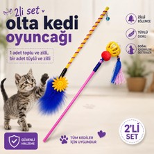 Medusa 1 Adet Toplu ve Zilli, 1 Adet Tüylü ve Zilli Kedi Olta Oyuncağı