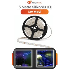 MEGAHAWK 12V Dış Mekan M/60 2835 Mavi LED Şerit – 5 Metre, Kesilebilir ve Eklenebilir