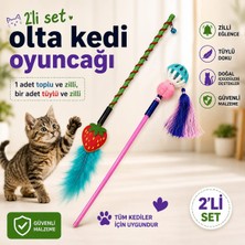 Medusa 1 Adet Toplu ve Zilli, 1 Adet Tüylü ve Zilli Kedi Olta Oyuncağı