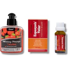 Tiklad Caas Çilek Aromalı  Isıtıcılı Cinsel Masaj Yağı 100 ml + Espanyols Volar Kadınlara Özel Damla