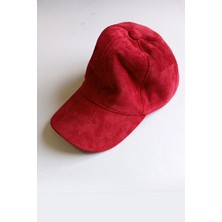 Depo Trend Premium %100 Hakiki Süet Deri Kışlık Beyzbol Şapka - Canlı Kırmızı Unisex Kep