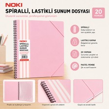 Noki Spiralli Lastikli Sunum Dosyası 20 Yaprak Pastel Pembe