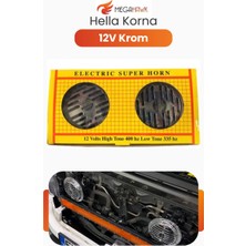 MEGAHAWK 12V Krom Hella Oto Korna Seti Çiftli Universal Yüksek Sesli Metal Kasa Araç Kornası