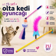Medusa 1 Adet Toplu ve Zilli, 1 Adet Tüylü ve Zilli Kedi Olta Oyuncağı