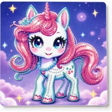 İğne İzi Hı Stone 5d Elmas Taş Işleme Kiti Tablo 20X20 cm Unicorn Desenli
