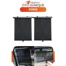 MEGAHAWK Araç Cam Güneşlik Perde Otomatik Makaralı 2’li Set 36X45 cm Uv Koruyucu