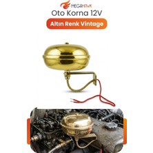 MEGAHAWK Klasik Metal Korna 12V Evrensel Oto Korna Güçlü Ses Krom Altın Renk Vintage Model