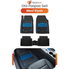 MEGAHAWK Universal Oto Paspas Seti 5 Parça Mavi Kauçuk Kaymaz Su Geçirmez Kesilebilir Araç Paspası