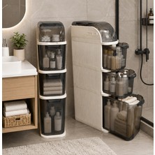 Begin Power Xl Portatif Dolap Çok Amaçlı Tekerlekli Banyo Dolabı Şeffaf Kapaklı Düzenleyici Organizer