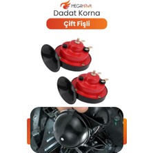 MEGAHAWK Dadat Korna Çift Fişli 12V Yüksek Sesli Oto Korna Dayanıklı Kırmızı Siyah Güçlü Ses