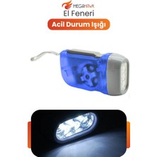 MEGAHAWK El Feneri Dinamo Şarjlı LED Fener Acil Durum Işığı Pil Gerektirmez Taşınabilir Fener Mavi