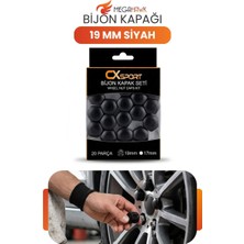 MEGAHAWK Bijon Kapağı 19 mm Siyah 20 Parça Set Jant Bijon Koruyucu Kapak Universal