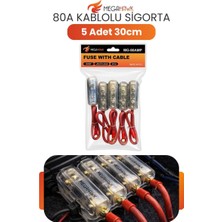MEGAHAWK 80A Kablolu Sigorta Seti 5 Adet 30CM Oto Amfi Sigorta Kablo Bağlantı
