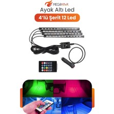 MEGAHAWK Araç Içi Ayak Altı Rgb LED Ambiyans Seti Müzik Sensörlü Kumandalı 4’lü Şerit 12V Çakmak Girişli