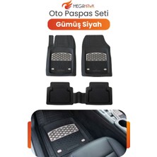 MEGAHAWK Universal Oto Paspas Seti 5 Parça Gümüş Kauçuk Kaymaz Su Geçirmez Kesilebilir Araç Paspası