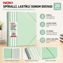 Noki Spiralli Lastikli Sunum Dosyası 20 Yaprak Pastel Yeşil