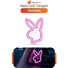 MEGAHAWK Neon Tavşan LED Araç Içi Cam Lambası Vantuzlu Pembe Dekoratif Işık Ortam Aydınlatma