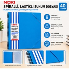 Noki Spiralli Lastikli Sunum Dosyası 40 Yaprak Mavi