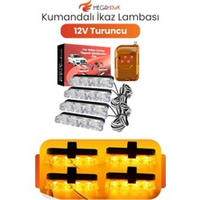 MEGAHAWK Araç Içi Çakar LED Seti Kumandalı 4 Parça 12V Turuncu Ikaz Lambası