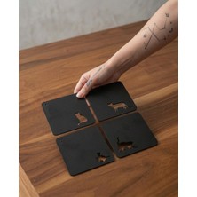 Linea Craft Kedili 4'lü Bardak Altlığı-Siyah