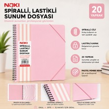Noki Spiralli Lastikli Sunum Dosyası 20 Yaprak Pastel Pembe