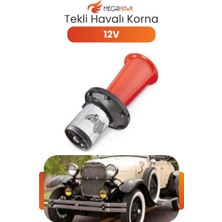 MEGAHAWK Korna 12V Tekli Havalı Korna Kırmızı Metal Kompresörlü Yüksek Ses