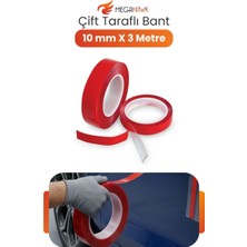 MEGAHAWK Çift Taraflı Bant Güçlü Şeffaf Nano Bant Oto Aksesuar Montaj Bandı Iz Bırakmaz 10 mm x 3 Metre