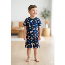 Tayo Baby Yazlık Kısa Kollu Erkek Çocuk Pijama Takımı Desenli %100 Pamuk Süprem