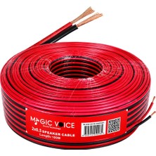 Magicvoice MV-29559 2X0.50MM Siyah Kırmızı 100 Metre Cca Hoparlör Ses Kablosu