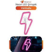 MEGAHAWK Neon LED Şimşek Işıklı Araç Içi Dekor Lambası Vantuzlu Pembe Ortam Aydınlatma