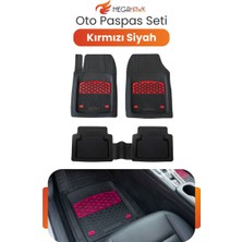 MEGAHAWK Universal Oto Paspas Seti 5 Parça Kırmızı Kauçuk Kaymaz Su Geçirmez Kesilebilir Araç Paspası
