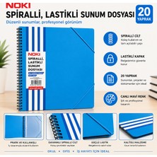 Noki Spiralli Lastikli Sunum Dosyası 20 Yaprak Mavi