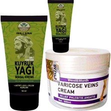 Tiklad Ibn-I Sina 3 Adet  Kuyruk Yağı Dindirici Krem Kas Sırt Bel El Ayak Kullanım 50 ml + Varıcose Veins Cream West Mont Varıslere Krem