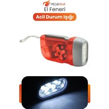 MEGAHAWK El Feneri Dinamo Şarjlı LED Fener Acil Durum Işığı Pil Gerektirmez Taşınabilir Fener Kırmızı