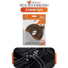 MEGAHAWK Rca Ses Kablosu 2 Erkek Uçlu Audio Kablo Amfi Teyp Bağlantı Kahverengi