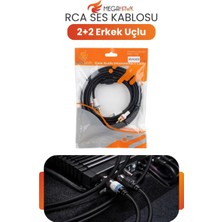 MEGAHAWK Rca Ses Kablosu 2+2 Erkek Uçlu Audio Kablo Amfi Teyp Bağlantı Kablosu