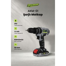 Reschmann R-Akm-01 Profesyonel Kömürsüz Motor Şarjlı Matkap Vidalama - 21V 1.5 Ah Çift Akülü Darbeli Matkap Vidalama Makinesi