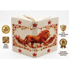 Gofitap Ihtişamlı Aslan Kadife Kitap Kılıfı- Premium Kalite- (Saten Astarlı, Dokuma Ayraçlı, Çift Dikişli Dayanıklı Tasarım)