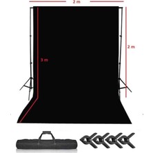 Akdeniz Black Screen Siyah Fon Perde 2X3M Fotoğraf ve Ürün Çekimleri Için+Fon Standı