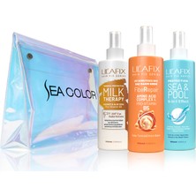 Lil'afix Lilafix 3'lü Saç Bakım Spreyi Seti Milk Therapy-Uv Koyuyucu Saç Bakım Kremi-Sea Pool Sprey, Makyaj Çantası Hediye!